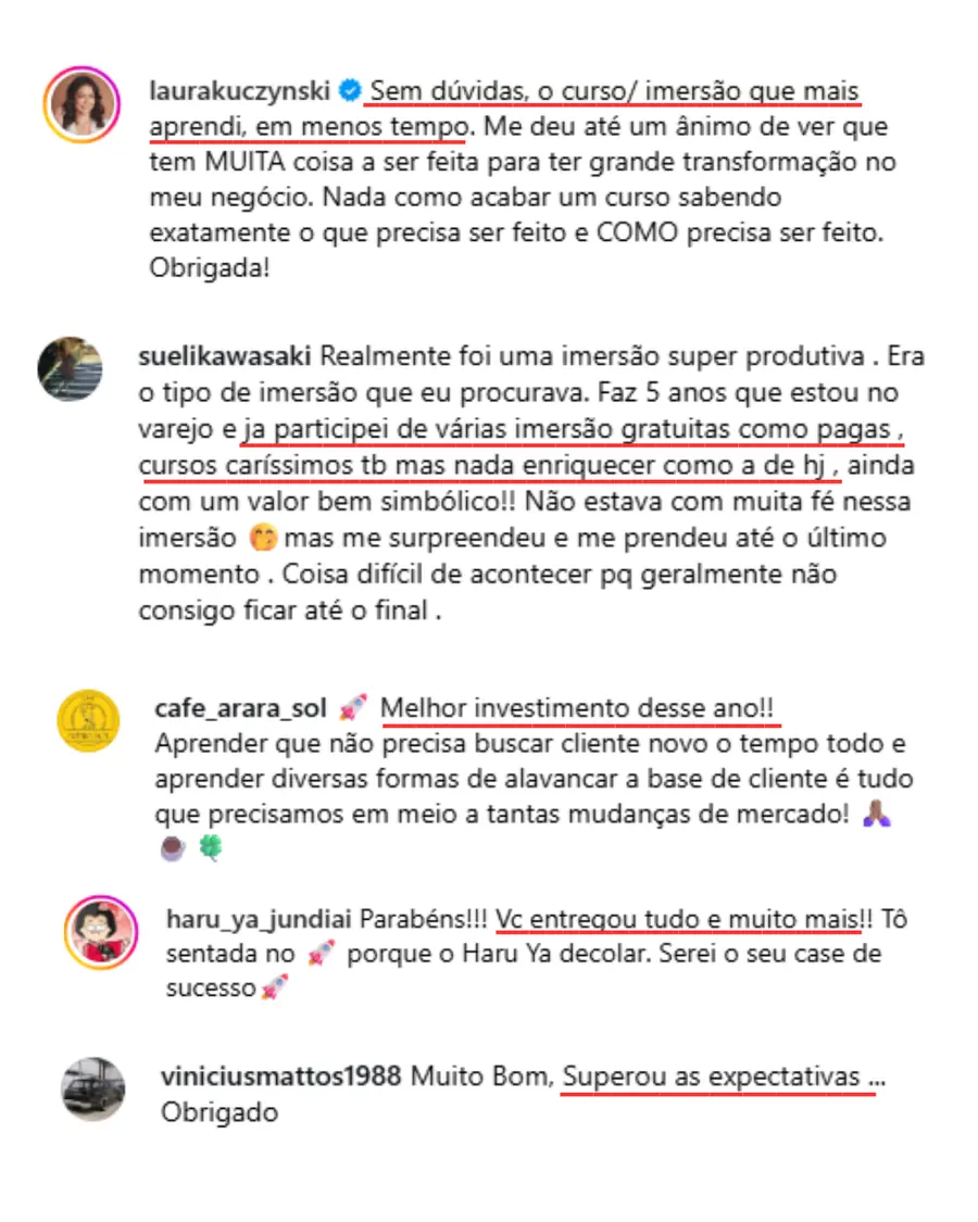 Print de depoimento de participante da Imersão (1 de 6)